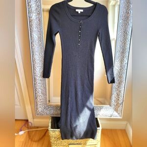 Madewell Black Ribbed Knit‎ Midi Dress